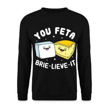 Cheese Feta Cheese - Unisex Sweatshirt - black - Front - Alina (178cm) & Michal (187cm)