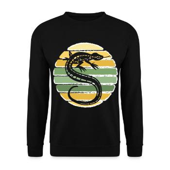 Retro Gecko Lézard Vintage Reptile Lézard Lizard - Sweat-shirt Unisexe - noir - Devant - Alina (178cm) & Michal (187cm)