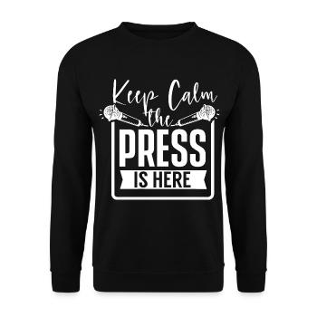 Bleib Ruhig Die Presse Ist Hier Reporter Medien - Unisex Pullover - Schwarz - Vorne - Alina (178cm) & Michal (187cm)