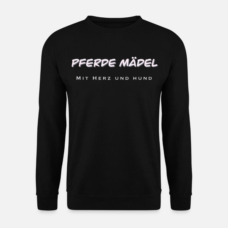 Elegante Pferdemode mit Herz und Hundemotiv - Unisex Pullover - Schwarz