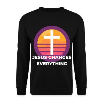 Jesus Change Everthing - Jesus Christ God - Unisex Sweatshirt - black - Front - Alina (178cm) & Michal (187cm)