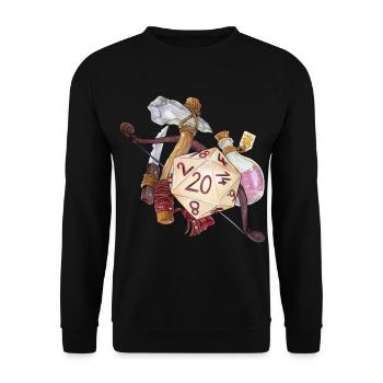 Rollenspiel Tabletop D20 Würfel Geschenk - Unisex Pullover - Schwarz - Vorne - Alina (178cm) & Michal (187cm)