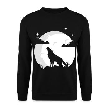 Wolf Mond Wolfsrudel Wolf Wölfe - Unisex Pullover - Schwarz - Vorne - Alina (178cm) & Michal (187cm)