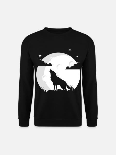 Wolf Mond Wolfsrudel Wolf Wölfe - Unisex Pullover - Schwarz