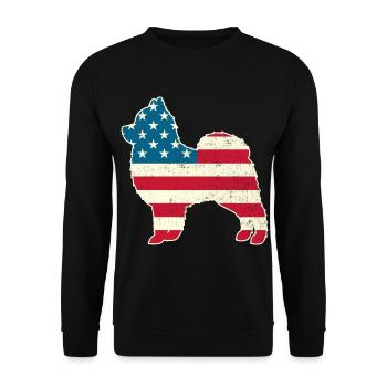 4th of July Pomeranian Dog American Flag USA - Unisex Pullover - Schwarz - Vorne - Alina (178cm) & Michal (187cm)