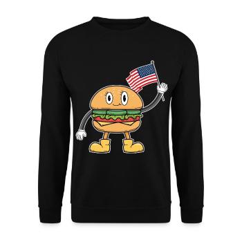USA Burger America July 4 - Unisex Sweatshirt - black - Front - Alina (178cm) & Michal (187cm)