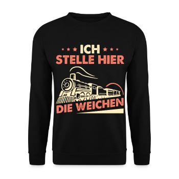 Ich Stelle Hier Die Weichen - Unisex Pullover - Schwarz - Vorne - Alina (178cm) & Michal (187cm)