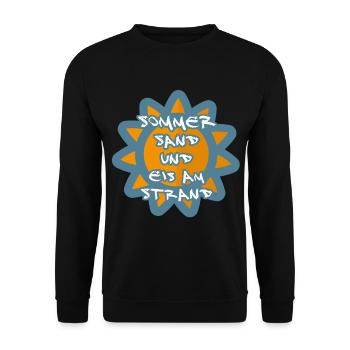 Sommer Sand Strand Eis SPruch - Unisex Pullover - Schwarz - Vorne - Alina (178cm) & Michal (187cm)