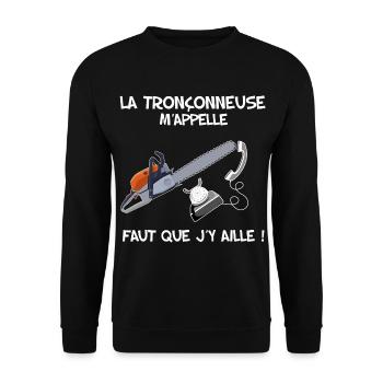 La Tronçonneuse au bout du Fil Humour Homme - Sweat-shirt Unisexe - noir - Devant - Alina (178cm) & Michal (187cm)