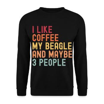 Beagle Coffee Dog Cafe Funny saying retro - Unisex Sweatshirt - black - Front - Alina (178cm) & Michal (187cm)
