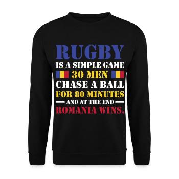 Le rugby est un jeu simple Roumanie Rugby - Sweat-shirt Unisexe - noir - Devant - Alina (178cm) & Michal (187cm)