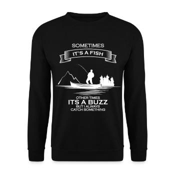 Fishing Angler Fishing Rod - Unisex Sweatshirt - black - Front - Alina (178cm) & Michal (187cm)