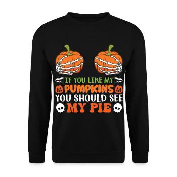 Halloween Skeleton Pumpkin - Unisex Sweatshirt - black - Front - Alina (178cm) & Michal (187cm)