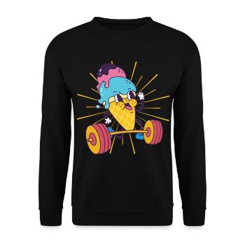 Crème Glacée Musculation Squat Crème glacée Fitness kawaii - Sweat-shirt Unisexe - noir - Devant - Alina (178cm) & Michal (187cm)