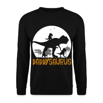 Daddysaurus T Rex Dinosaurier Papa Saurus - Unisex Pullover - Schwarz - Vorne - Alina (178cm) & Michal (187cm)