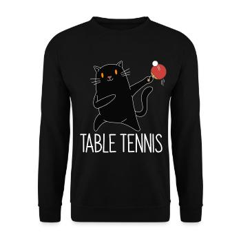 Table Tennis Katze Pingpong Black Cat Outfit - Unisex Sweatshirt - black - Front - Alina (178cm) & Michal (187cm)
