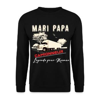 Mari papa camionneur légende pour maman - Sweat-shirt Unisexe - noir - Devant - Alina (178cm) & Michal (187cm)