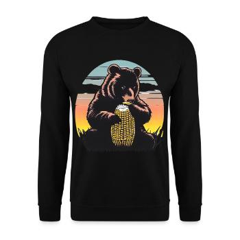 Corn cob bear in sunset - Unisex Sweatshirt - black - Front - Alina (178cm) & Michal (187cm)