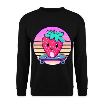 Strawberry skateboard in sunset - Unisex Sweatshirt - black - Front - Alina (178cm) & Michal (187cm)
