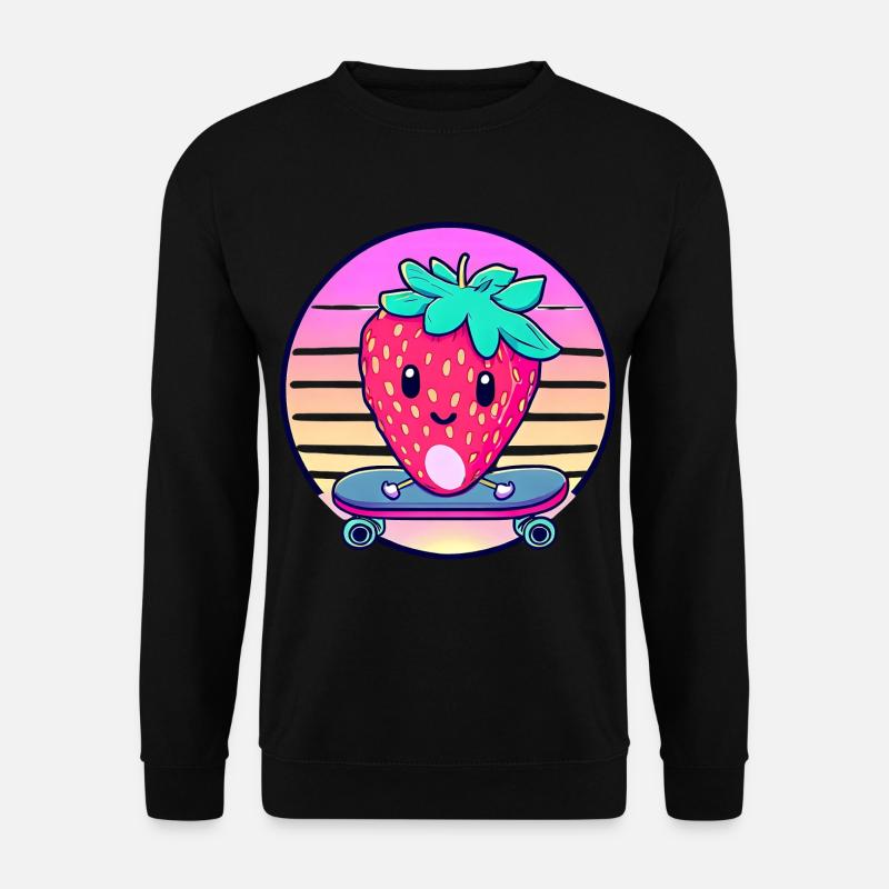 Strawberry skateboard in sunset - Unisex Sweatshirt - black