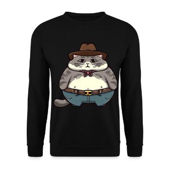 Fat Cowboy Cat - Unisex Sweatshirt - black - Front - Alina (178cm) & Michal (187cm)