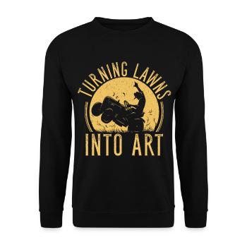 les pelouses en art Tondre la pelouse Drôle de jardinier - Sweat-shirt Unisexe - noir - Devant - Alina (178cm) & Michal (187cm)