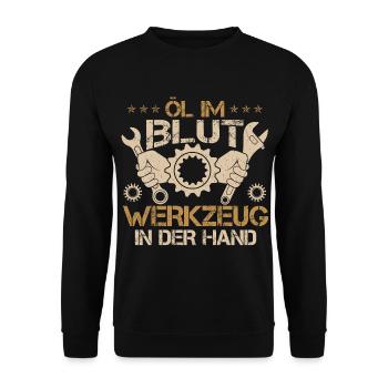 Lustiges Mechaniker Öl Automechaniker Werkstatt - Unisex Pullover - Schwarz - Vorne - Alina (178cm) & Michal (187cm)