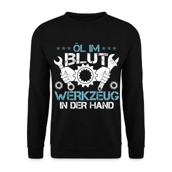 Öl Im Blut - Unisex Pullover - Schwarz - Vorne - Alina (178cm) & Michal (187cm)
