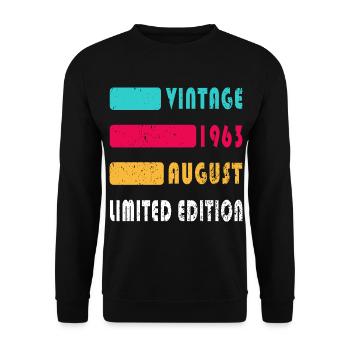Août 1963 Anniversaire Août 1963 Août - Sweat-shirt Unisexe - noir - Devant - Alina (178cm) & Michal (187cm)