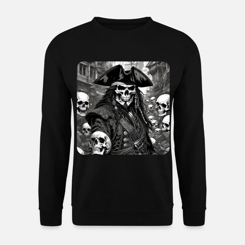 Pirat mit Totenköpfen - Unisex Pullover - Schwarz