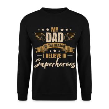 Mein Vater ist der Grund | Geschenk zum Vatertag - Unisex Pullover - Schwarz - Vorne - Alina (178cm) & Michal (187cm)