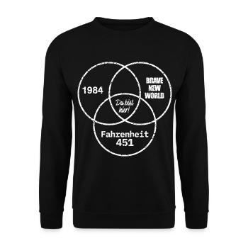 Dystopie - Du Bist Hier - hell - Unisex Pullover - Schwarz - Vorne - Alina (178cm) & Michal (187cm)