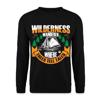 Wilderness Wanderer Where Trees Tell Tales - Unisex Pullover - Schwarz - Vorne - Alina (178cm) & Michal (187cm)