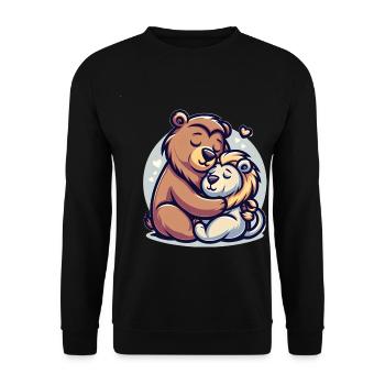 Cuddling Bear And Lion In Love - Unisex Sweatshirt - black - Front - Alina (178cm) & Michal (187cm)