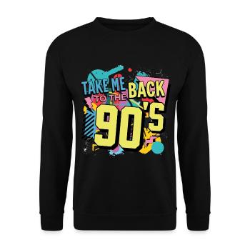 90s 90s Music Colorful Party Carnival Costume - Unisex Sweatshirt - black - Front - Alina (178cm) & Michal (187cm)