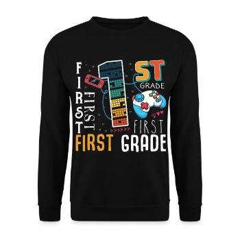 Écolier de jeu de 1ère année - Sweat-shirt Unisexe - noir - Devant - Alina (178cm) & Michal (187cm)