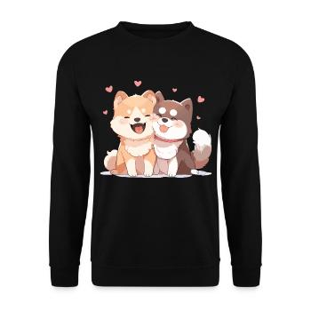 Chiens Amour Câlin Câlin Coeur Mignon Mignon - Sweat-shirt Unisexe - noir - Devant - Alina (178cm) & Michal (187cm)