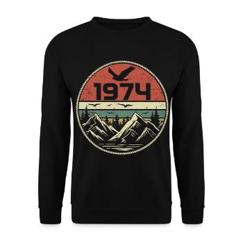 Vintage 1974 Classic 1974 retro 1974 Gift 1974 - Unisex Sweatshirt - black - Front - Alina (178cm) & Michal (187cm)