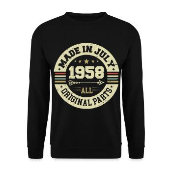 Juillet 1958 Cadeau d’anniversaire 1958 I Made in July - Sweat-shirt Unisexe - noir - Devant - Alina (178cm) & Michal (187cm)