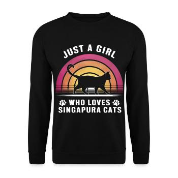 Katze Singapura Geschenk - Unisex Pullover - Schwarz - Vorne - Alina (178cm) & Michal (187cm)