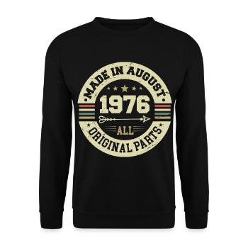 August 1976 Geburtstagsgeschenk August 1976 August - Unisex Pullover - Schwarz - Vorne - Alina (178cm) & Michal (187cm)