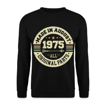 August 1975 Geburtstagsgeschenk August 1975 August - Unisex Pullover - Schwarz - Vorne - Alina (178cm) & Michal (187cm)