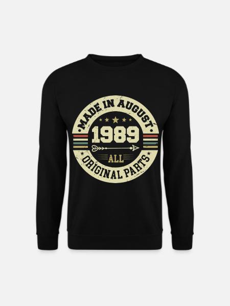 August 1989 Geburtstagsgeschenk August 1989 August - Unisex Pullover - Schwarz