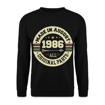 Août 1986 Cadeau d’anniversaire Août 1986 Août - Sweat-shirt Unisexe - noir - Devant - Alina (178cm) & Michal (187cm)