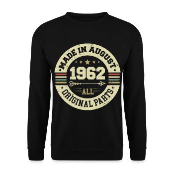 August 1962 Birthday present August 1962 August - Unisex Sweatshirt - black - Front - Alina (178cm) & Michal (187cm)