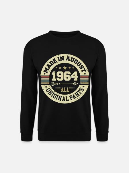 August 1964 Geburtstagsgeschenk August 1964 August - Unisex Pullover - Schwarz