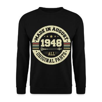 August 1948 Birthday present August 1948 August - Unisex Sweatshirt - black - Front - Alina (178cm) & Michal (187cm)