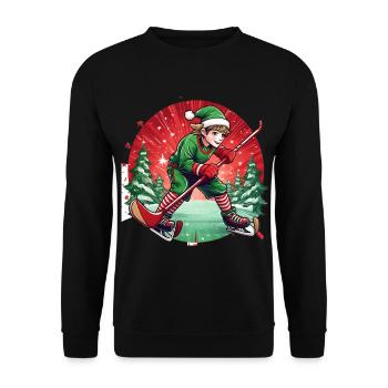 Christmas Elf Ice Hockey - Unisex Sweatshirt - black - Front - Alina (178cm) & Michal (187cm)