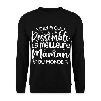 Cadeau Meilleure Maman du Monde Cadeau Super Maman - Sweat-shirt Unisexe - noir - Devant - Alina (178cm) & Michal (187cm)