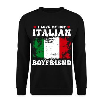 I Love My Hot Italian Boyfriend Couple Italy Flag - Sweat-shirt Unisexe - noir - Devant - Alina (178cm) & Michal (187cm)